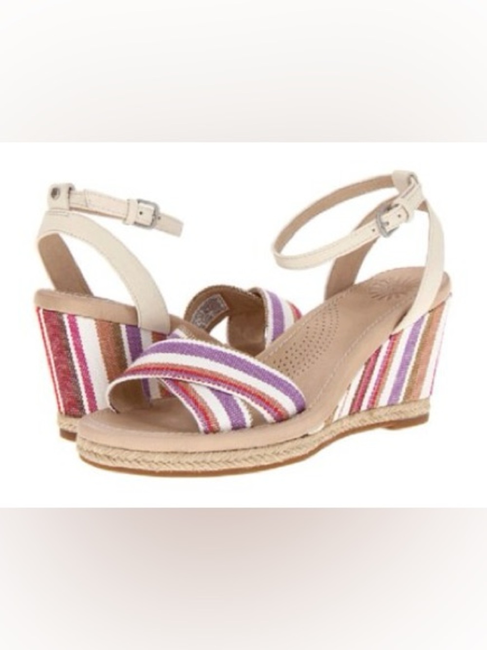 🐚 UGG Nyssa Striped Cream Wedge Sandals 🐚